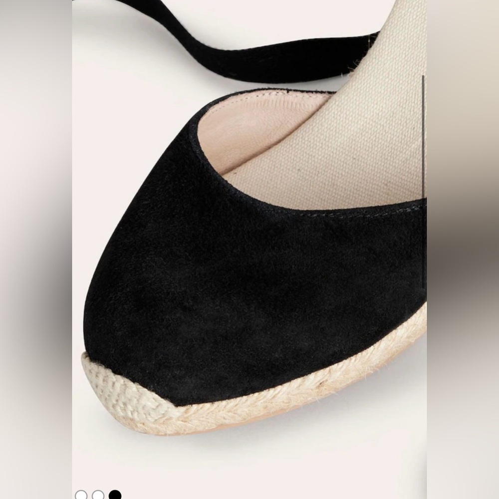 Boden Lace-Up Heeled Espadrilles – Neutral & Black Suede – Size 41 – 3.5” Heel - Picture 5 of 8